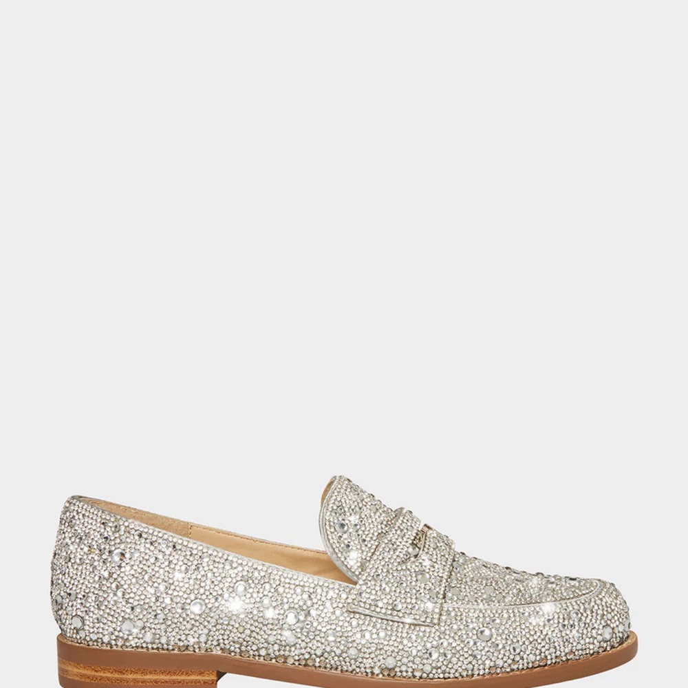Betsey Johnson Silver Rhinestone Loafers